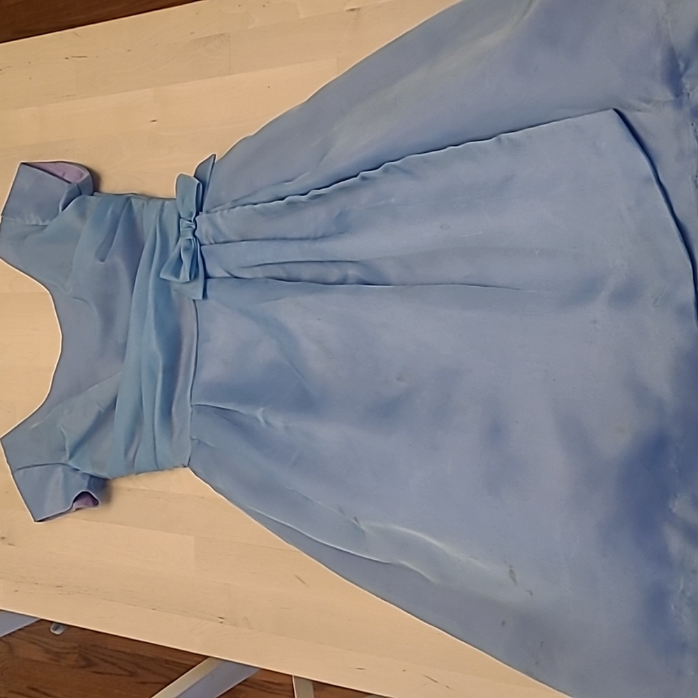 VTG 1950s Handmade Fit n' Flare Layered Blue Short Sleeved Cocktail Dress - Picture 1 of 17